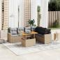 Preview: ARDEBO.de - 7-tlg. Garten-Sofagarnitur mit Kissen Beige Poly Rattan