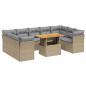 Preview: 10-tlg. Garten-Sofagarnitur mit Kissen Beige Poly Rattan