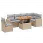 Preview: 7-tlg. Garten-Sofagarnitur mit Kissen Beige Poly Rattan