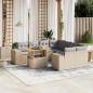 Preview: ARDEBO.de - 9-tlg. Garten-Sofagarnitur mit Kissen Beige Poly Rattan