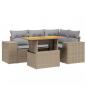 Preview: 5-tlg. Garten-Sofagarnitur mit Kissen Beige Poly Rattan