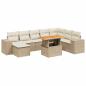 Preview: 9-tlg. Garten-Sofagarnitur mit Kissen Beige Poly Rattan