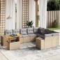 Preview: ARDEBO.de - 10-tlg. Garten-Sofagarnitur mit Kissen Beige Poly Rattan