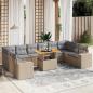 Preview: ARDEBO.de - 11-tlg. Garten-Sofagarnitur mit Kissen Beige Poly Rattan