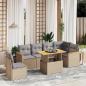 Preview: ARDEBO.de - 7-tlg. Garten-Sofagarnitur mit Kissen Beige Poly Rattan