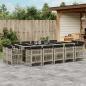 Preview: ARDEBO.de - 15-tlg. Garten-Essgruppe mit Kissen Hellgrau Poly Rattan