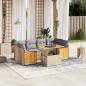 Preview: ARDEBO.de - 7-tlg. Garten-Sofagarnitur mit Kissen Beige Poly Rattan