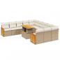 Preview: 11-tlg. Garten-Sofagarnitur mit Kissen Beige Poly Rattan