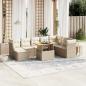 Preview: ARDEBO.de - 9-tlg. Garten-Sofagarnitur mit Kissen Beige Poly Rattan