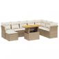 Preview: 9-tlg. Garten-Sofagarnitur mit Kissen Beige Poly Rattan