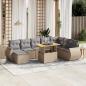 Preview: ARDEBO.de - 9-tlg. Garten-Sofagarnitur mit Kissen Beige Poly Rattan