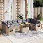 Preview: ARDEBO.de - 11-tlg. Garten-Sofagarnitur mit Kissen Beige Poly Rattan