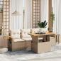 Preview: ARDEBO.de - 5-tlg. Garten-Sofagarnitur mit Kissen Beige Poly Rattan