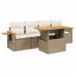 Preview: 5-tlg. Garten-Sofagarnitur mit Kissen Beige Poly Rattan