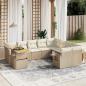 Preview: ARDEBO.de - 10-tlg. Garten-Sofagarnitur mit Kissen Beige Poly Rattan