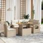 Preview: ARDEBO.de - 6-tlg. Garten-Sofagarnitur mit Kissen Beige Poly Rattan