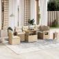 Preview: ARDEBO.de - 7-tlg. Garten-Sofagarnitur mit Kissen Beige Poly Rattan