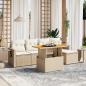 Preview: ARDEBO.de - 6-tlg. Garten-Sofagarnitur mit Kissen Beige Poly Rattan