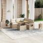 Preview: ARDEBO.de - 6-tlg. Garten-Sofagarnitur mit Kissen Beige Poly Rattan