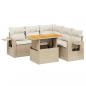 Preview: 6-tlg. Garten-Sofagarnitur mit Kissen Beige Poly Rattan