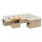 Preview: 10-tlg. Garten-Sofagarnitur mit Kissen Beige Poly Rattan