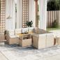 Preview: ARDEBO.de - 9-tlg. Garten-Sofagarnitur mit Kissen Beige Poly Rattan