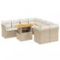 Preview: 9-tlg. Garten-Sofagarnitur mit Kissen Beige Poly Rattan