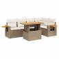 Preview: 6-tlg. Garten-Sofagarnitur mit Kissen Beige Poly Rattan