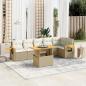 Preview: ARDEBO.de - 7-tlg. Garten-Sofagarnitur mit Kissen Beige Poly Rattan