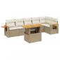 Preview: 7-tlg. Garten-Sofagarnitur mit Kissen Beige Poly Rattan