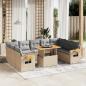 Preview: ARDEBO.de - 11-tlg. Garten-Sofagarnitur mit Kissen Beige Poly Rattan