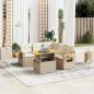 Preview: ARDEBO.de - 6-tlg. Garten-Sofagarnitur mit Kissen Beige Poly Rattan