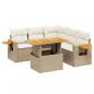 Preview: 6-tlg. Garten-Sofagarnitur mit Kissen Beige Poly Rattan