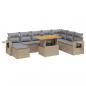 Preview: 9-tlg. Garten-Sofagarnitur mit Kissen Beige Poly Rattan