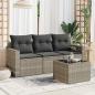 Preview: ARDEBO.de - 4-tlg. Garten-Sofagarnitur mit Kissen Hellgrau Poly Rattan