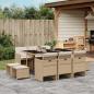 Preview: ARDEBO.de - 11-tlg. Garten-Essgruppe mit Kissen Beige Poly Rattan