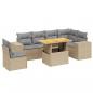 Preview: 7-tlg. Garten-Sofagarnitur mit Kissen Beige Poly Rattan