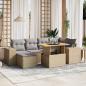 Preview: ARDEBO.de - 7-tlg. Garten-Sofagarnitur mit Kissen Beige Poly Rattan