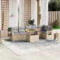 Preview: ARDEBO.de - 7-tlg. Garten-Sofagarnitur mit Kissen Beige Poly Rattan