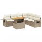 Preview: 7-tlg. Garten-Sofagarnitur mit Kissen Beige Poly Rattan