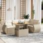 Preview: ARDEBO.de - 6-tlg. Garten-Sofagarnitur mit Kissen Beige Poly Rattan