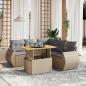 Preview: ARDEBO.de - 6-tlg. Garten-Sofagarnitur mit Kissen Beige Poly Rattan