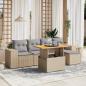 Preview: ARDEBO.de - 6-tlg. Garten-Sofagarnitur mit Kissen Beige Poly Rattan