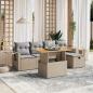 Preview: ARDEBO.de - 6-tlg. Garten-Sofagarnitur mit Kissen Beige Poly Rattan