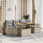 Preview: ARDEBO.de - 6-tlg. Garten-Sofagarnitur mit Kissen Beige Poly Rattan