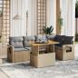 Preview: ARDEBO.de - 6-tlg. Garten-Sofagarnitur mit Kissen Beige Poly Rattan