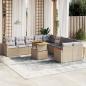 Preview: ARDEBO.de - 11-tlg. Garten-Sofagarnitur mit Kissen Beige Poly Rattan