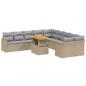 Preview: 11-tlg. Garten-Sofagarnitur mit Kissen Beige Poly Rattan