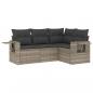 Preview: 4-tlg. Garten-Sofagarnitur mit Kissen Hellgrau Poly Rattan