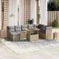 Preview: ARDEBO.de - 9-tlg. Garten-Sofagarnitur mit Kissen Beige Poly Rattan